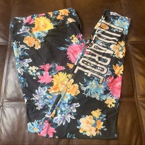 LuLaRoe Supply Leggings Floral with LuLaRoe logo down the leg TC2